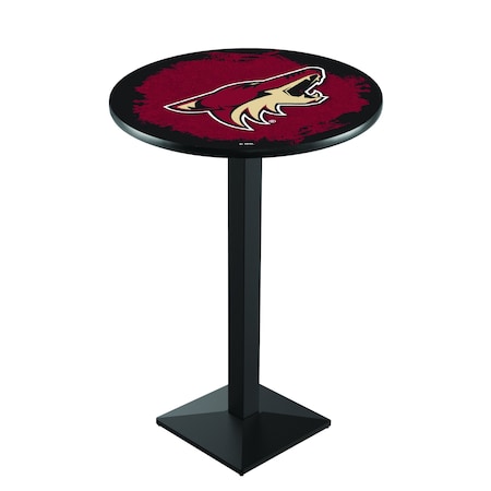 Holland Bar Stool Co 36" Blk Wrinkle Arizona Coyotes Pub Table L217B3628AriCoy